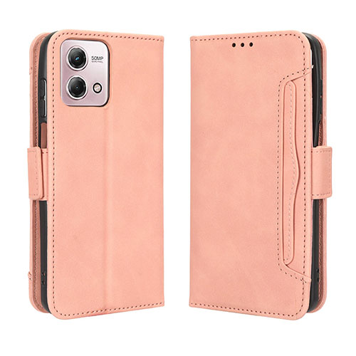 Leather Case Stands Flip Cover Holder BY3 for Motorola Moto G Stylus (2023) 4G Pink