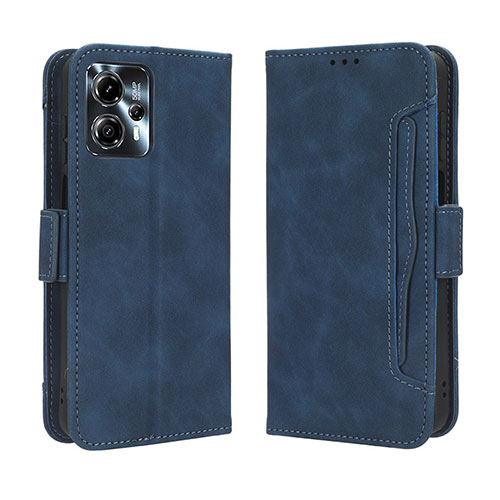 Leather Case Stands Flip Cover Holder BY3 for Motorola Moto G13 Blue