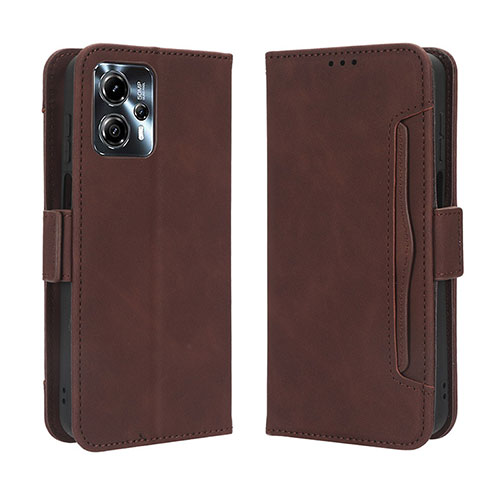 Leather Case Stands Flip Cover Holder BY3 for Motorola Moto G13 Brown