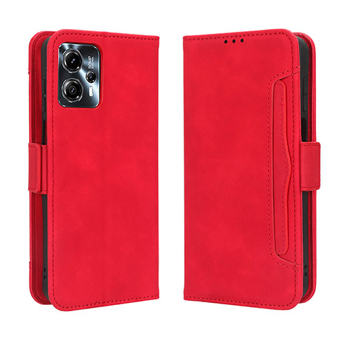 Leather Case Stands Flip Cover Holder BY3 for Motorola Moto G13 Red