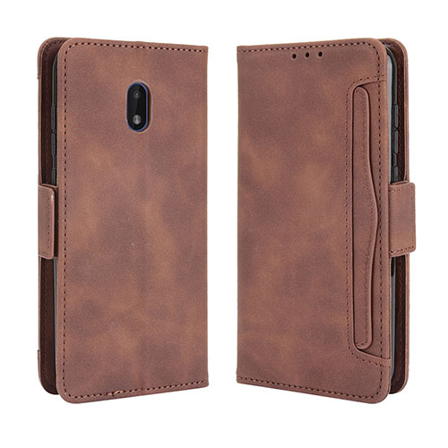 Leather Case Stands Flip Cover Holder BY3 for Nokia C01 Plus Brown