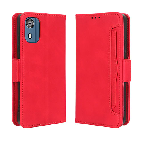 Leather Case Stands Flip Cover Holder BY3 for Nokia C02 Red