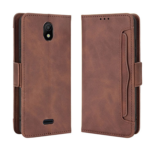 Leather Case Stands Flip Cover Holder BY3 for Nokia C100 Brown