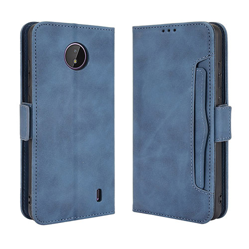 Leather Case Stands Flip Cover Holder BY3 for Nokia C20 Blue