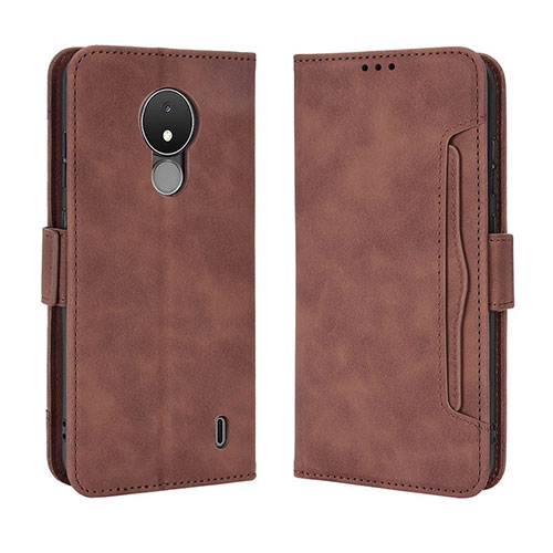 Leather Case Stands Flip Cover Holder BY3 for Nokia C21 Brown