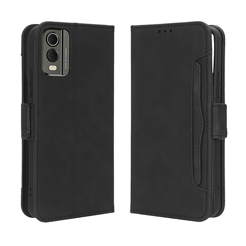 Leather Case Stands Flip Cover Holder BY3 for Nokia C210 Black