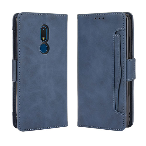 Leather Case Stands Flip Cover Holder BY3 for Nokia C3 Blue