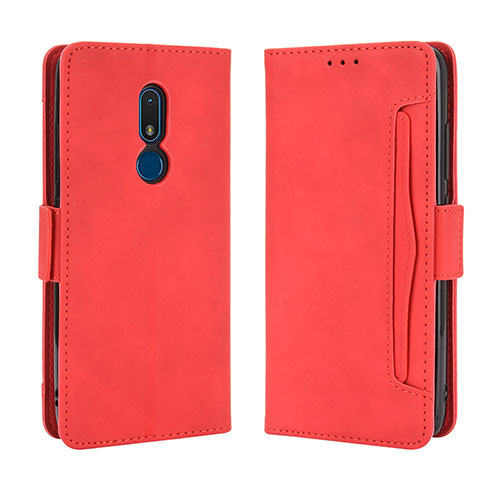 Leather Case Stands Flip Cover Holder BY3 for Nokia C3 Red