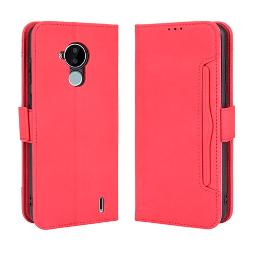 Leather Case Stands Flip Cover Holder BY3 for Nokia C30 Red