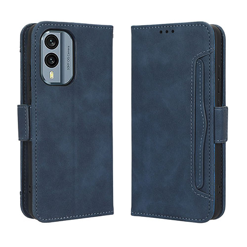 Leather Case Stands Flip Cover Holder BY3 for Nokia X30 5G Blue