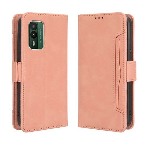 Leather Case Stands Flip Cover Holder BY3 for Nokia XR21 Pink