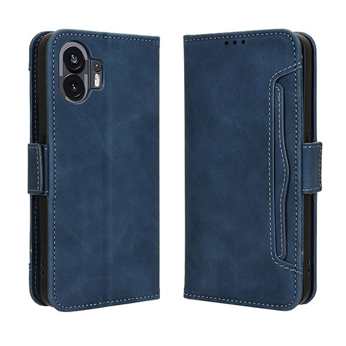 Leather Case Stands Flip Cover Holder BY3 for Nothing Phone 2 Blue