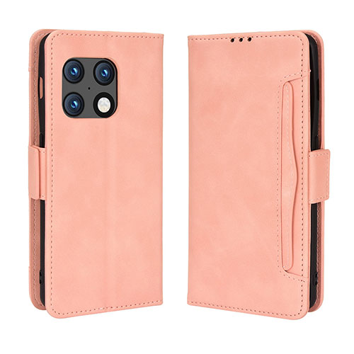 Leather Case Stands Flip Cover Holder BY3 for OnePlus 10 Pro 5G Pink