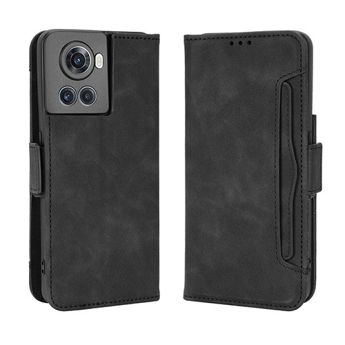 Leather Case Stands Flip Cover Holder BY3 for OnePlus 10R 5G Black