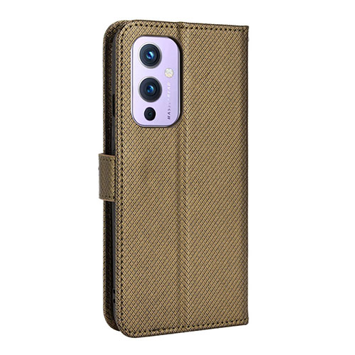 Leather Case Stands Flip Cover Holder BY3 for OnePlus 9 5G Brown