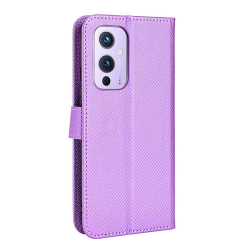 Leather Case Stands Flip Cover Holder BY3 for OnePlus 9 5G Purple