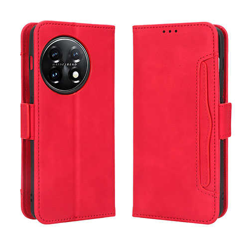 Leather Case Stands Flip Cover Holder BY3 for OnePlus Ace 2 5G Red