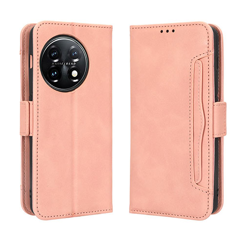 Leather Case Stands Flip Cover Holder BY3 for OnePlus Ace 2 Pro 5G Pink