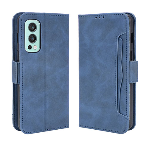 Leather Case Stands Flip Cover Holder BY3 for OnePlus Nord 2 5G Blue