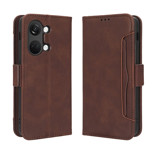 Leather Case Stands Flip Cover Holder BY3 for OnePlus Nord 3 5G Brown