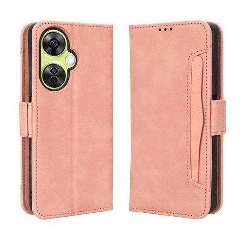 Leather Case Stands Flip Cover Holder BY3 for OnePlus Nord CE 3 Lite 5G Pink