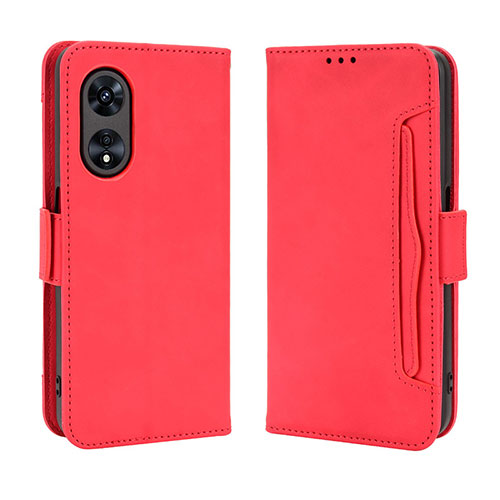 Leather Case Stands Flip Cover Holder BY3 for Oppo A38 Red