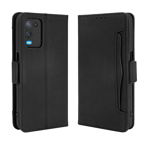 Leather Case Stands Flip Cover Holder BY3 for Oppo A54 4G Black