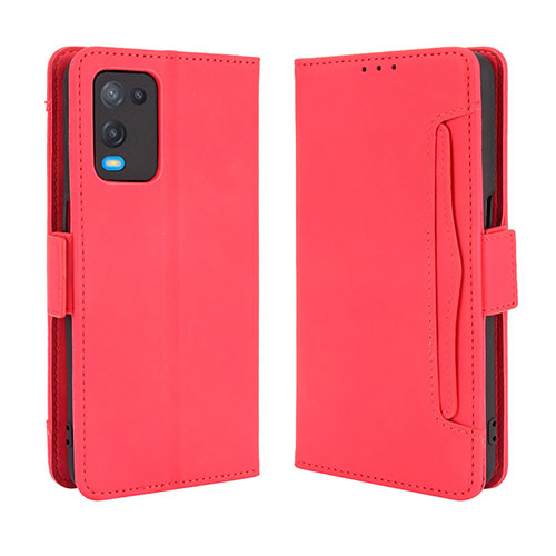 Leather Case Stands Flip Cover Holder BY3 for Oppo A54 4G Red