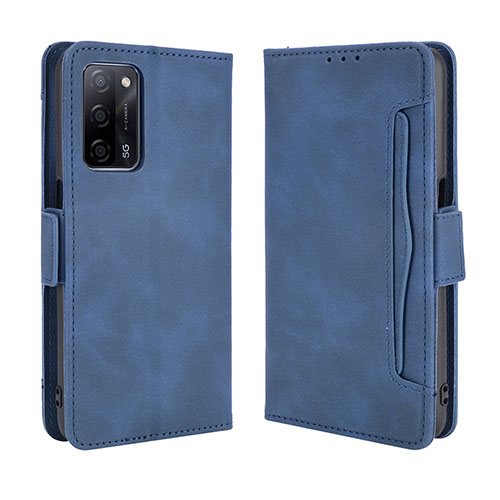 Leather Case Stands Flip Cover Holder BY3 for Oppo A55 5G Blue