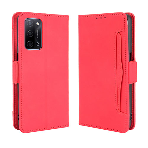 Leather Case Stands Flip Cover Holder BY3 for Oppo A56 5G Red