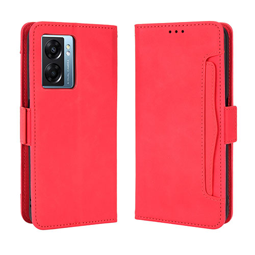 Leather Case Stands Flip Cover Holder BY3 for Oppo A57 5G Red