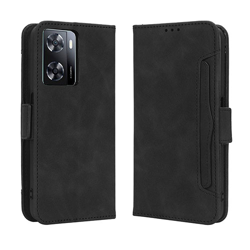 Leather Case Stands Flip Cover Holder BY3 for Oppo A57s Black