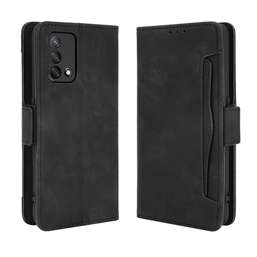 Leather Case Stands Flip Cover Holder BY3 for Oppo A74 4G Black