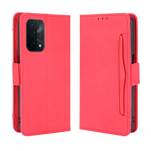 Leather Case Stands Flip Cover Holder BY3 for Oppo A74 5G Red