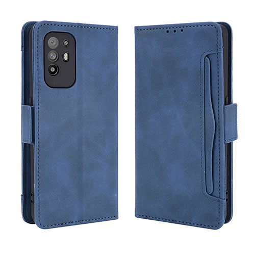 Leather Case Stands Flip Cover Holder BY3 for Oppo A94 5G Blue