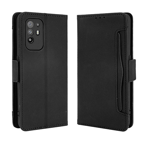 Leather Case Stands Flip Cover Holder BY3 for Oppo F19 Pro+ Plus 5G Black