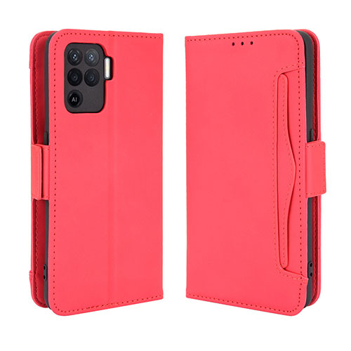 Leather Case Stands Flip Cover Holder BY3 for Oppo F19 Pro Red