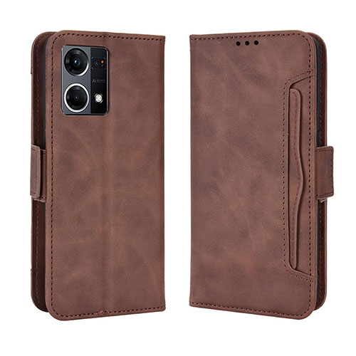 Leather Case Stands Flip Cover Holder BY3 for Oppo F21s Pro 4G Brown