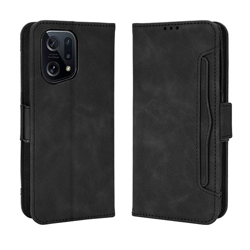 Leather Case Stands Flip Cover Holder BY3 for Oppo Find X5 5G Black