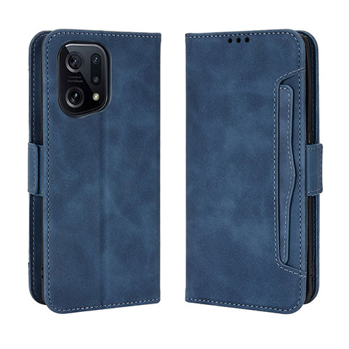 Leather Case Stands Flip Cover Holder BY3 for Oppo Find X5 5G Blue