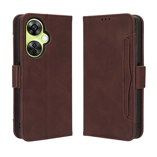 Leather Case Stands Flip Cover Holder BY3 for Oppo K11x 5G Brown