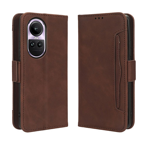 Leather Case Stands Flip Cover Holder BY3 for Oppo Reno10 5G Brown