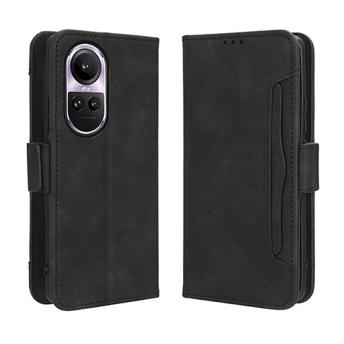Leather Case Stands Flip Cover Holder BY3 for Oppo Reno10 Pro 5G Black