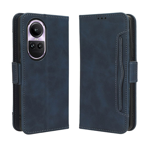 Leather Case Stands Flip Cover Holder BY3 for Oppo Reno10 Pro 5G Blue