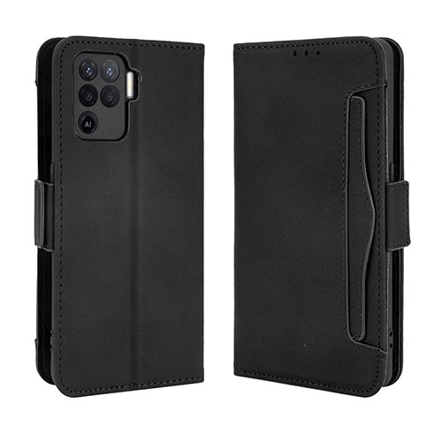 Leather Case Stands Flip Cover Holder BY3 for Oppo Reno5 Lite Black