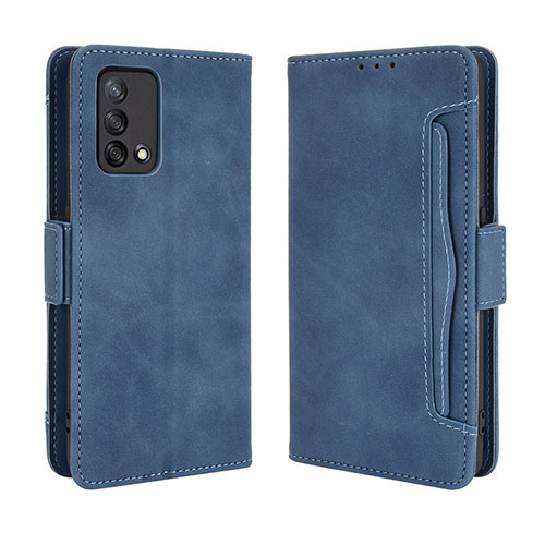 Leather Case Stands Flip Cover Holder BY3 for Oppo Reno6 Lite Blue