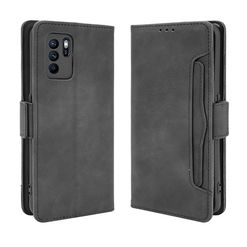 Leather Case Stands Flip Cover Holder BY3 for Oppo Reno6 Z 5G Black