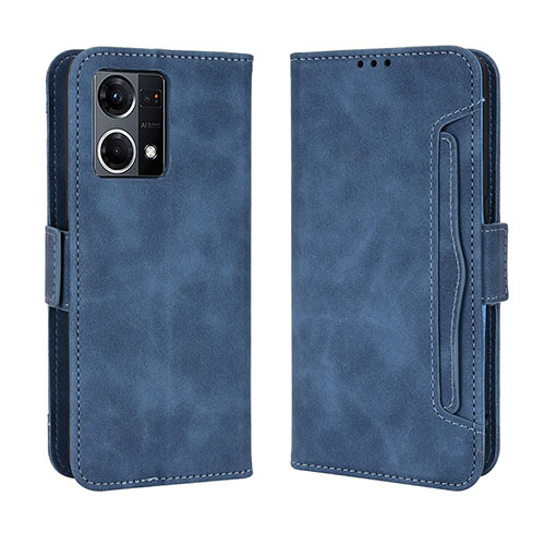 Leather Case Stands Flip Cover Holder BY3 for Oppo Reno8 4G Blue