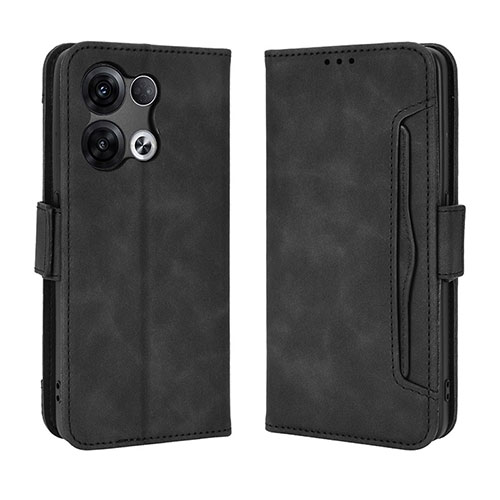 Leather Case Stands Flip Cover Holder BY3 for Oppo Reno8 Pro+ Plus 5G Black