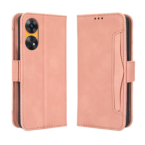 Leather Case Stands Flip Cover Holder BY3 for Oppo Reno8 T 4G Pink